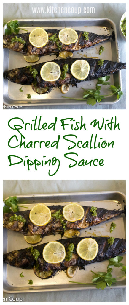 Grilled Fish With Charred Scallion Dipping Sauce