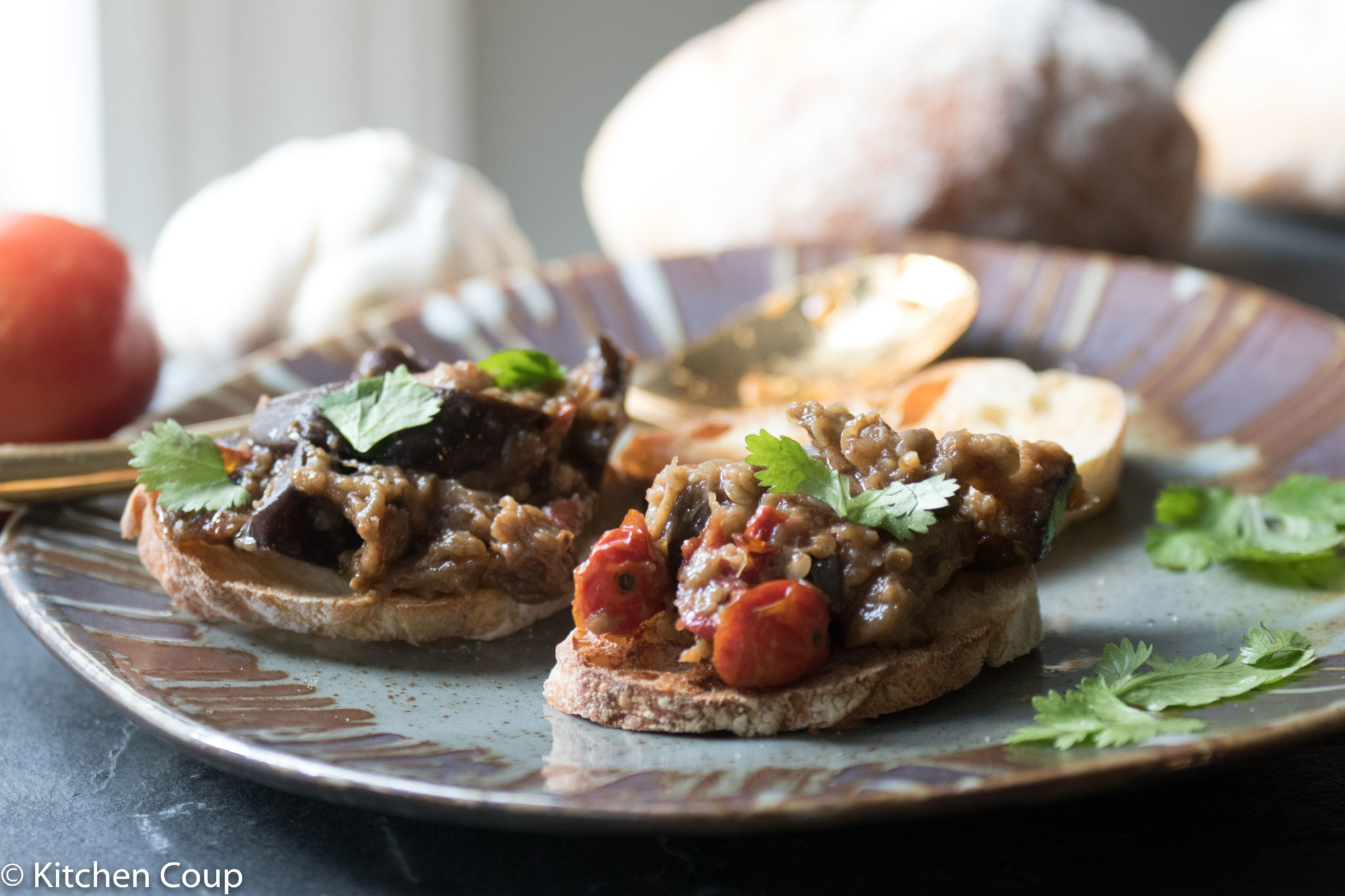 Eggplant Tomato Crostini